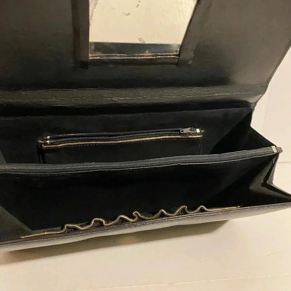 Handmade vintage crocodile black shoulder bag - Picture 8 of 12